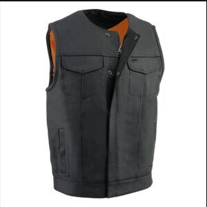 New Milwaukee Motorcycle Black Leather Vest, size XXL